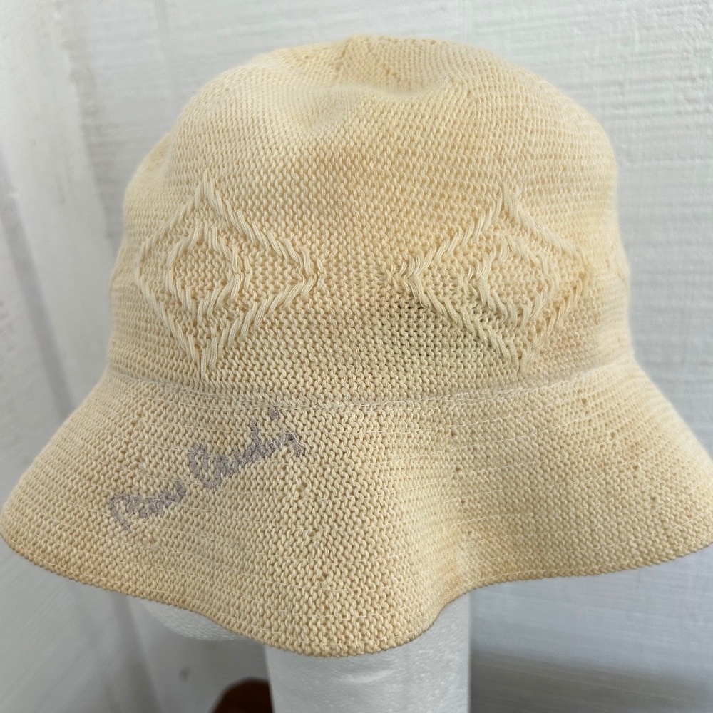 VTG 80's Classic Pierre Cardin Woven Bucket Hat /Cap Creme OS
